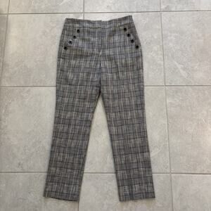 Veronica Beard Friedman Blue Multi Plaid Button Pocket Cropped Pant $395 Size 4